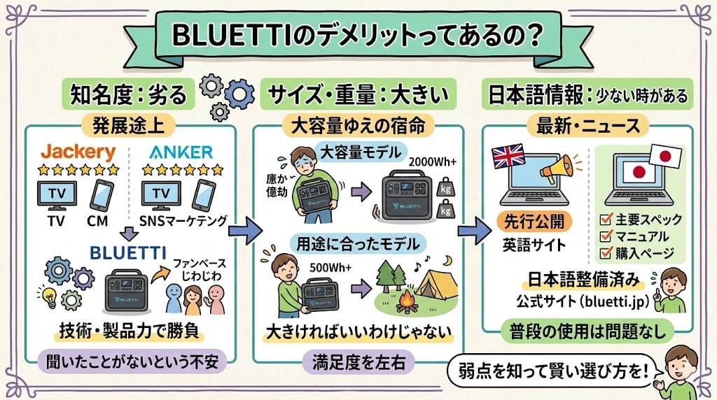 BLUETTIのデメリットってあるの？