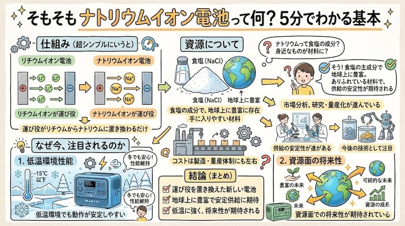 そもそもナトリウムイオン電池って何？5分でわかる基本