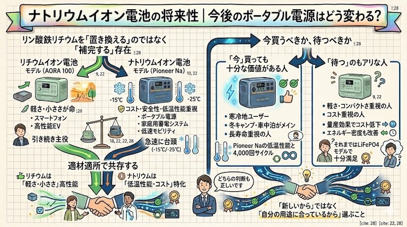 ナトリウムイオン電池の将来性｜今後のポータブル電源はどう変わる？