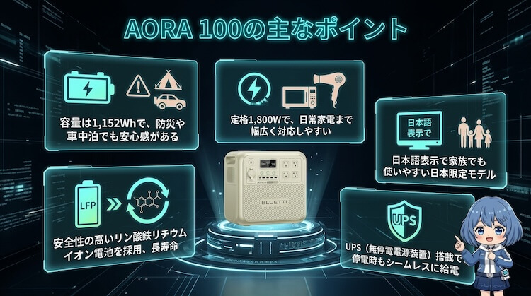 AORA 100の主なポイント