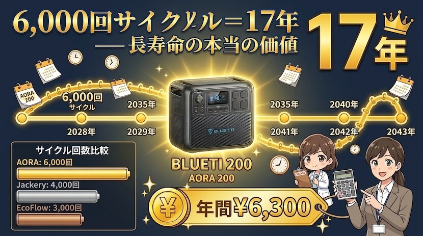 6,000回サイクル=17年 ― 長寿命の本当の価値