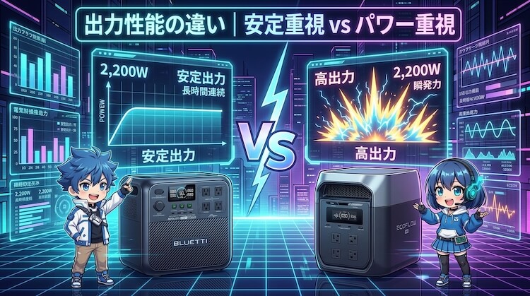 出力性能の違い｜AORA 200は安定重視、DELTA 3 Maxはパワー重視の設計