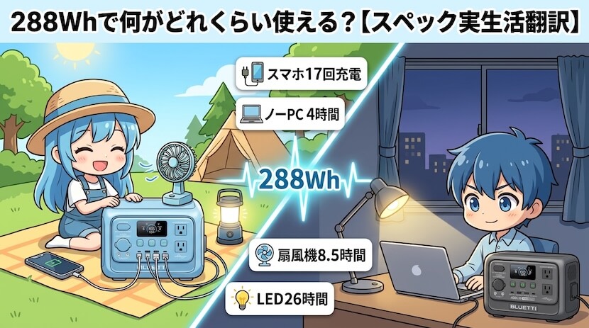 288Whで何がどれくらい使える?【スペック実生活翻訳】