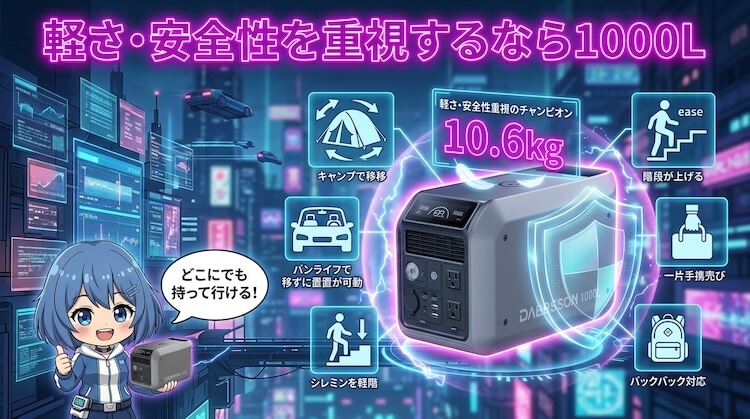 軽さ・安全性を重視するなら1000L
