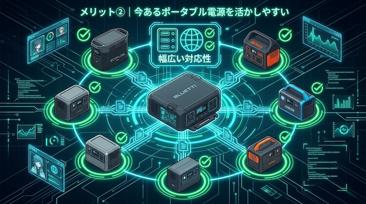 メリット②｜今あるポータブル電源を活かしやすい