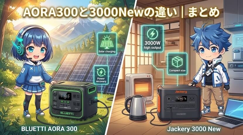 AORA300と3000Newの違い｜まとめ