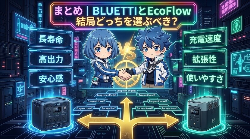 まとめ｜BLUETTIとEcoFlow　結局どっちを選ぶべき？