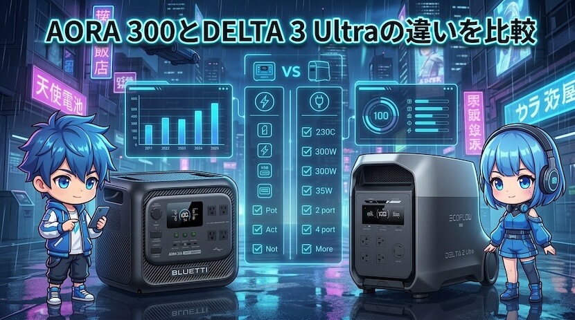 AORA 300とDELTA 3 Ultraの違いを比較【一覧表】