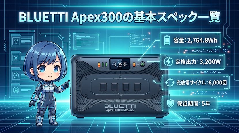 BLUETTI Apex300の｜基本スペック一覧