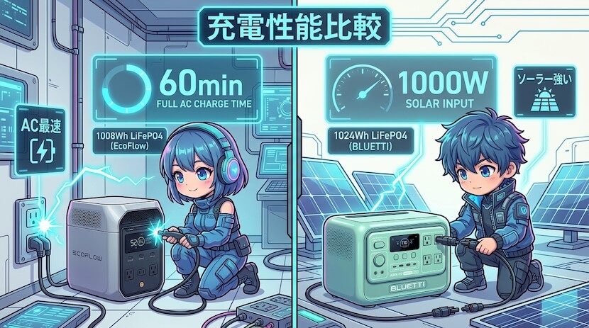 充電性能の違い|ClassicはAC最速、AORAは外部充電が強い