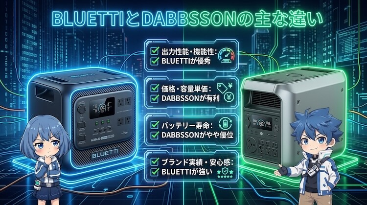 BLUETTIとDABBSSONの主な違い