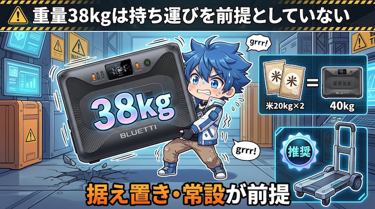 重量38kgは持ち運びを前提としていない