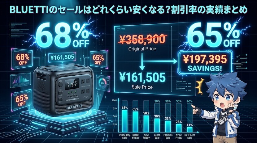 BLUETTIのセールはどれくらい安くなる?割引率の実績まとめ