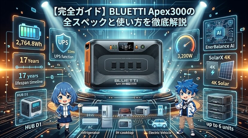 【完全ガイド】BLUETTI Apex300の全スペックと使い方を徹底解説