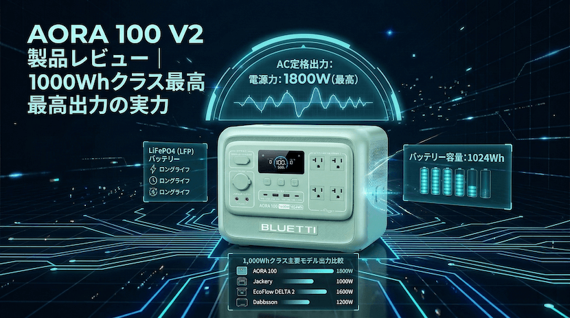 AORA 100 V2 製品レビュー｜1000Whクラス最高出力の実力 ブルーティ