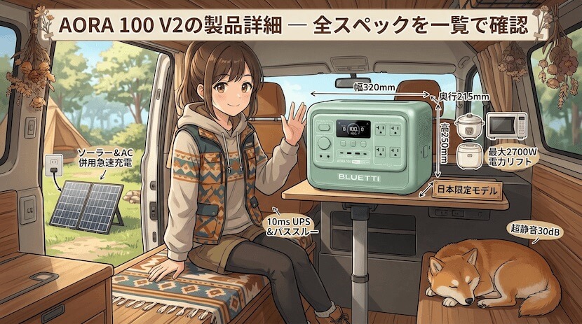 AORA 100 V2の製品詳細 ― 全スペックを一覧で確認