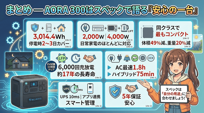 まとめ | AORA 300はスペックで語る「安心の一台」