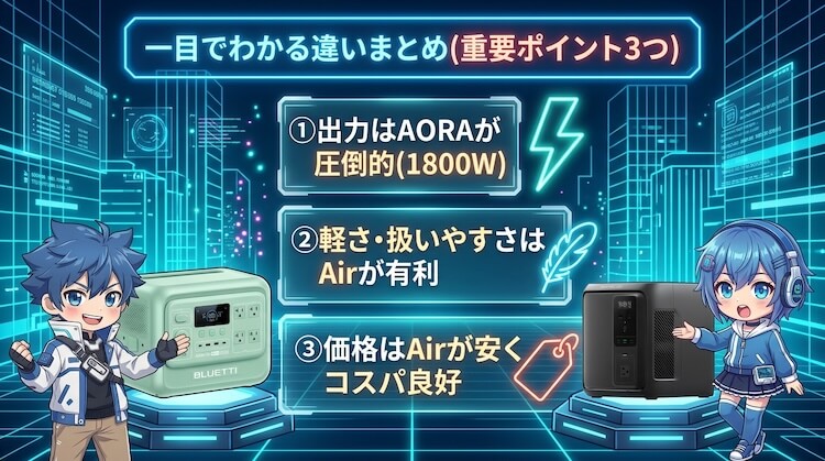 一目でわかる違いまとめ(重要ポイント3つ)