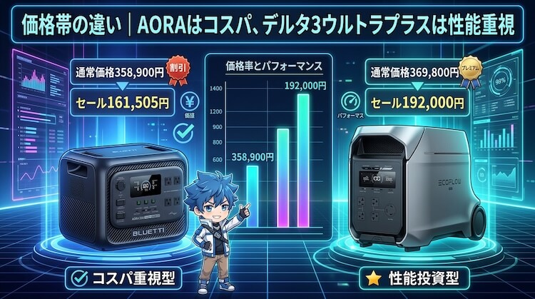 価格帯の違い|AORAはコスパ、デルタ3ウルトラプラスは性能重視