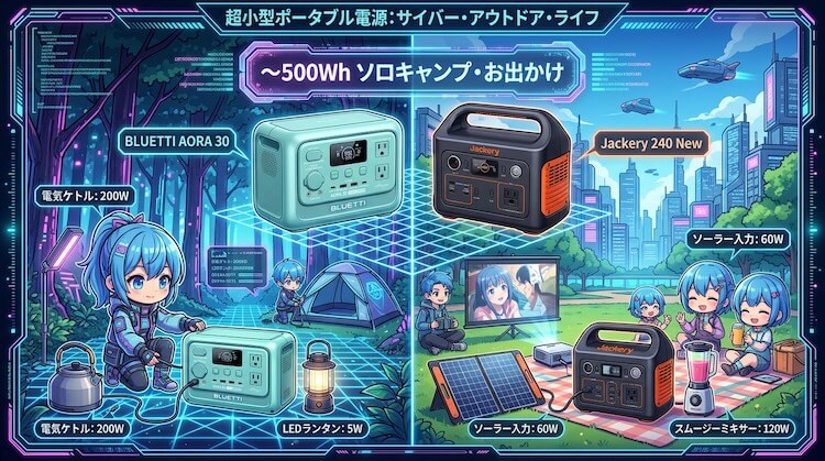 【小容量（〜500Wh）】ソロキャンプ・ちょっとしたお出かけ