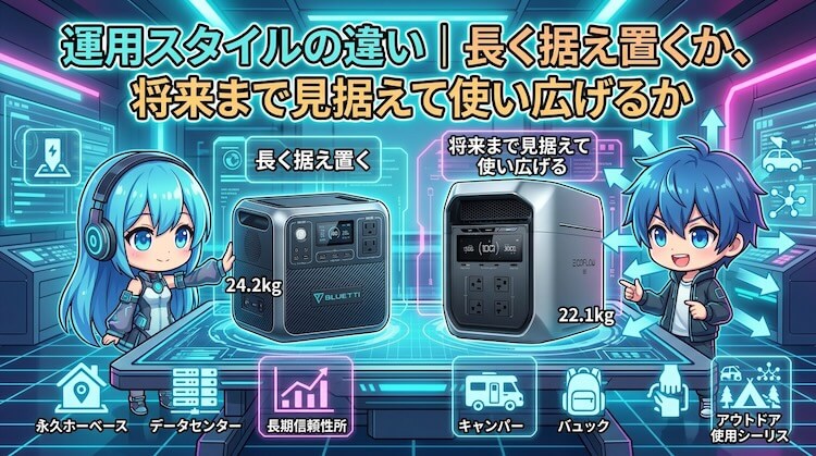 運用スタイルの違い｜長く据え置くか、将来まで見据えて使い広げるか