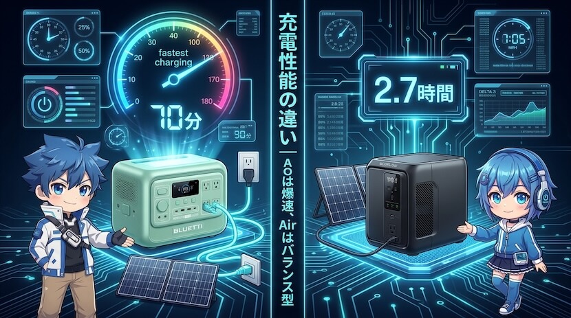 充電性能の違い|AORAは爆速、Airはバランス型