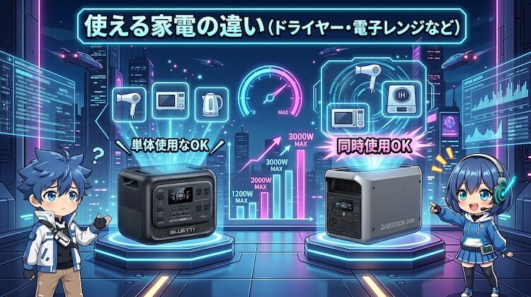 使える家電の違い（ドライヤー・電子レンジなど）