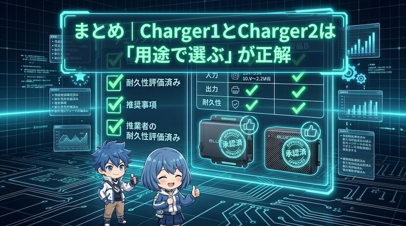 まとめ｜Charger1とCharger2は「用途で選ぶ」が正解