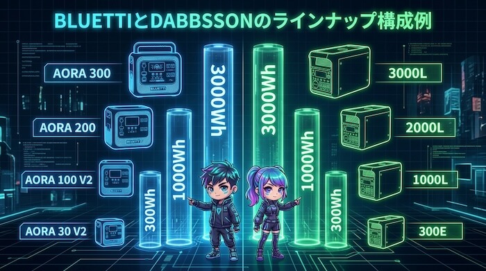 BLUETTIとDABBSSONのラインナップ構成例