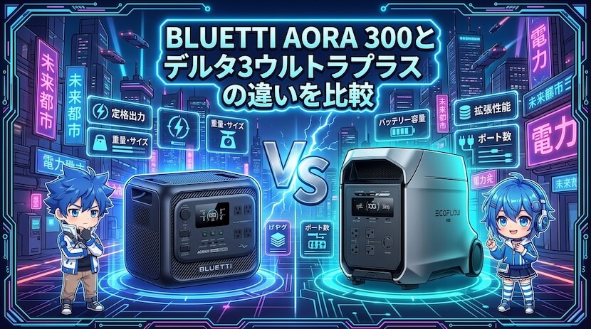BLUETTI AORA 300とデルタ3ウルトラプラスの違いを比較
