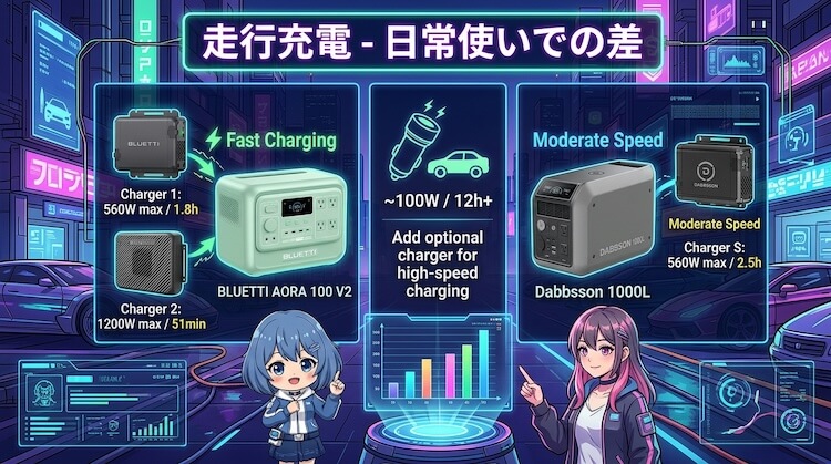 走行充電・日常使いでの差