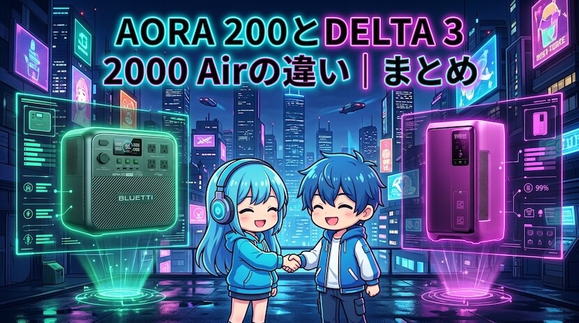 ブルーティAORA200とエコフローDELTA3 2000Airの違|まとめ