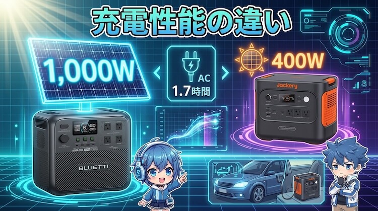 充電性能の違い|AORA 200はソーラー重視、2000 Newは軽さとのバランス型