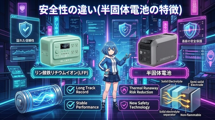 安全性の違い（半固体電池の特徴）
