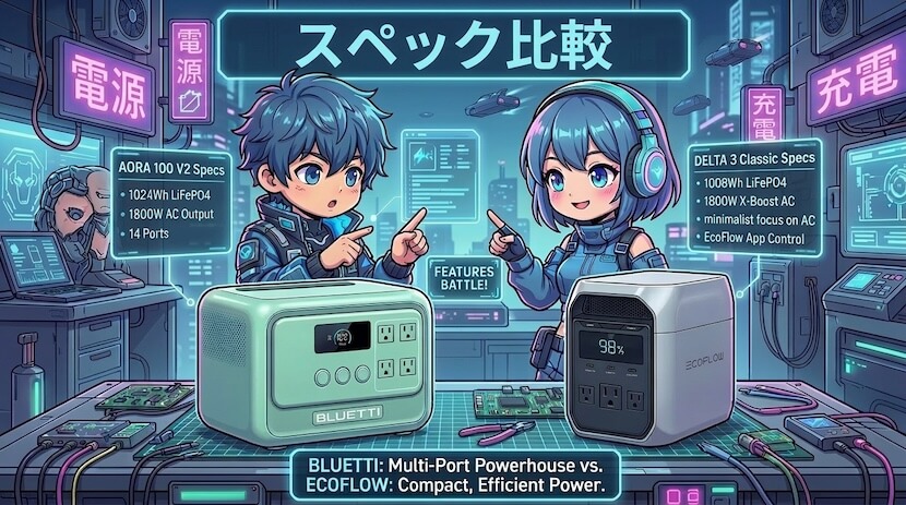 AORA 100 V2とDELTA 3 Classicの違いを比較【一覧表】