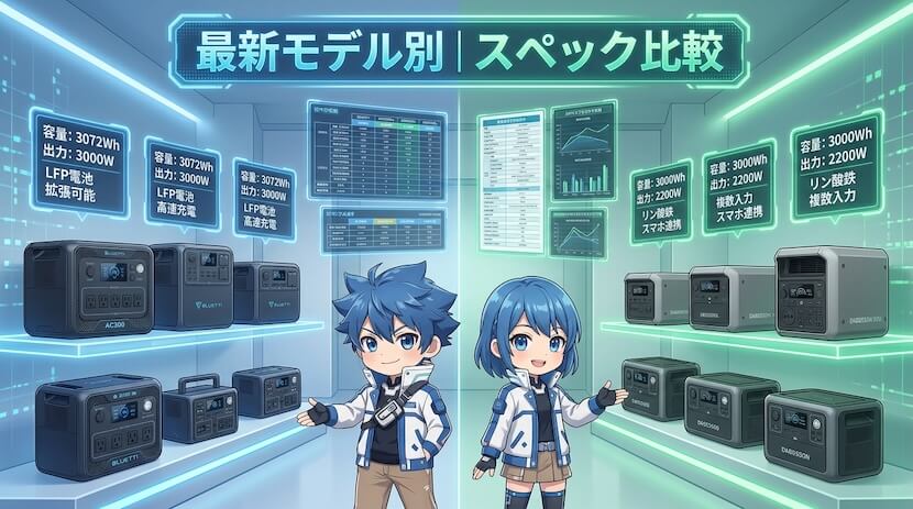 BLUETTIとDABBSSON 最新モデル別|スペック比較