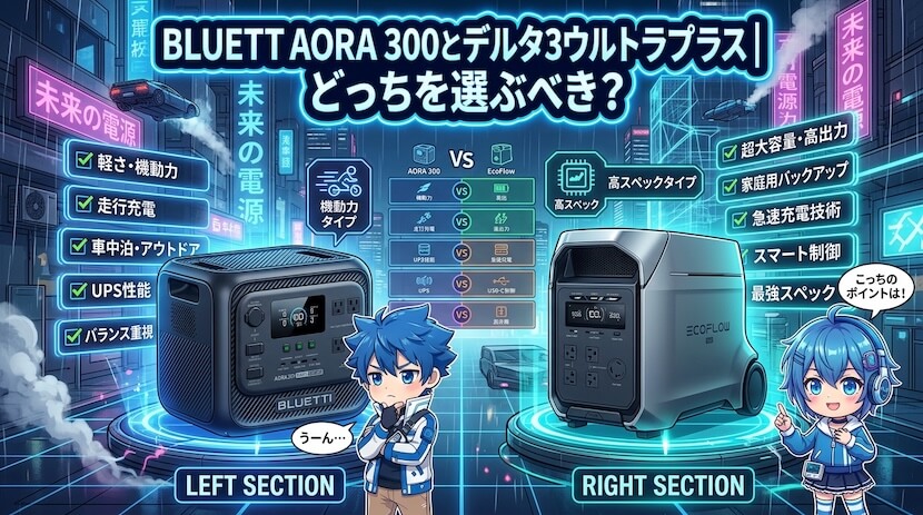 BLUETTI AORA 300とデルタ3ウルトラプラス|どっちを選ぶべき?