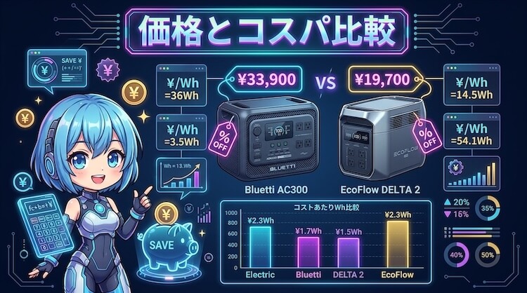 価格とコスパ比較｜1Wh単価で見るとどっちが安い？