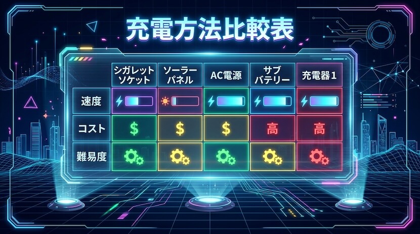 充電方法比較表