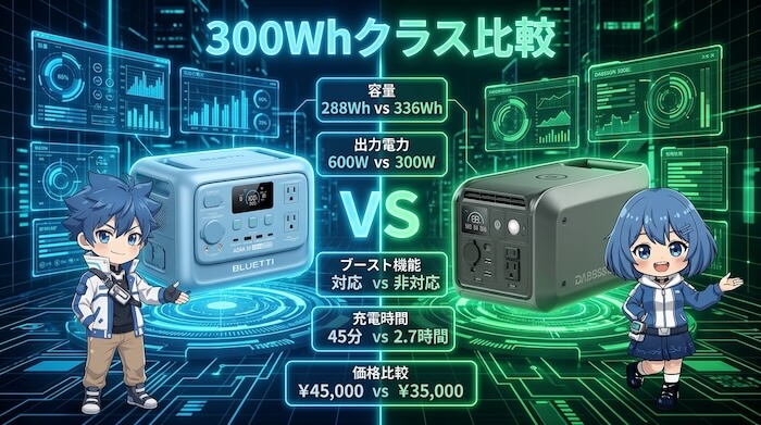 【300Whクラス】AORA 30 V2 vs 300E:小容量モデル比較