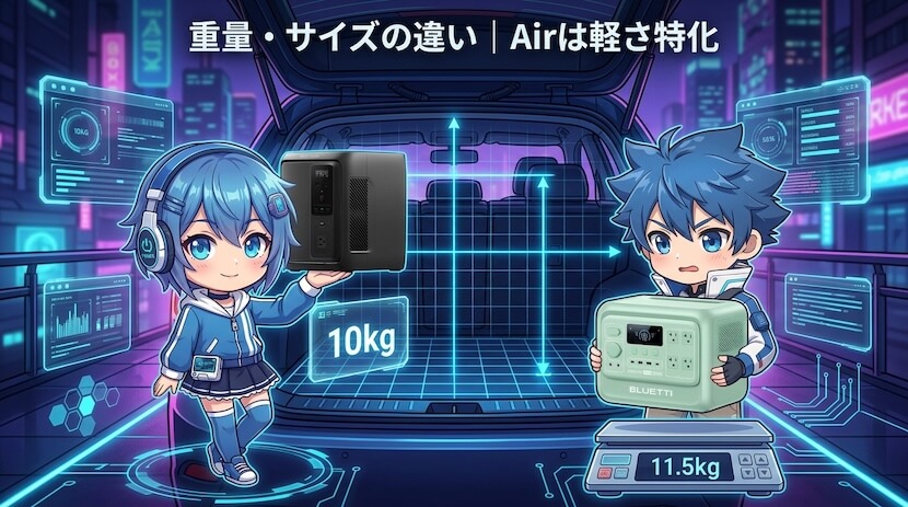 重量・サイズの違い|Airは軽さ特化