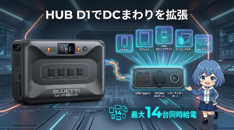 HUB D1でDCまわりを拡張