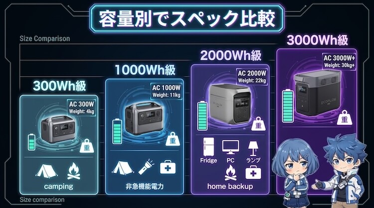 BLUETTI vs EcoFlow｜容量別でスペック比較