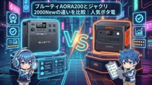 ブルーティAORA200とジャクリ2000Newの違いを比較｜人気ポタ電検証
