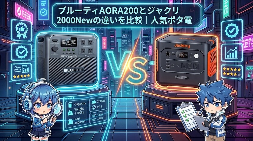 ブルーティAORA200とジャクリ2000Newの違いを比較｜人気ポタ電検証