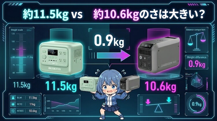 約11.5kg vs 約10.6kgの差は大きい？