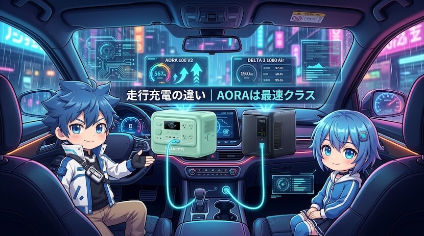 走行充電の違い|AORAは最速クラス