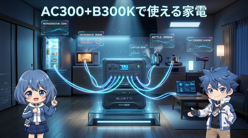 AC300＋B300Kで使える家電の目安