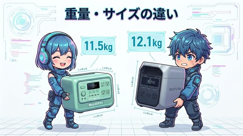 重量・サイズの違い|AORAの方がやや軽くコンパクト