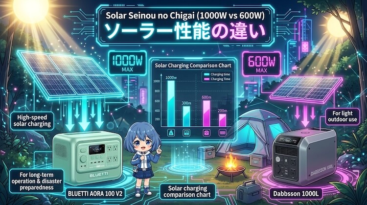 ソーラー性能の違い（1000W vs 600W）